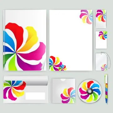 Corporate identity template with color elements. Vector company business styl 库存插图