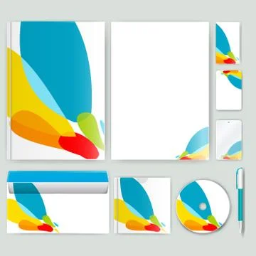 Corporate identity template with color elements. Vector company business styl 库存插图