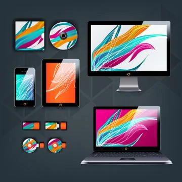 Corporate identity template with color elements. Vector company business styl Stock Illustration