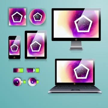 Corporate identity template with color elements. Vector company business styl イラスト素材