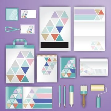 Corporate identity template with color elements. Vector company business styl 库存插图