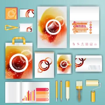 Corporate identity template with color elements. Vector company business styl 库存插图
