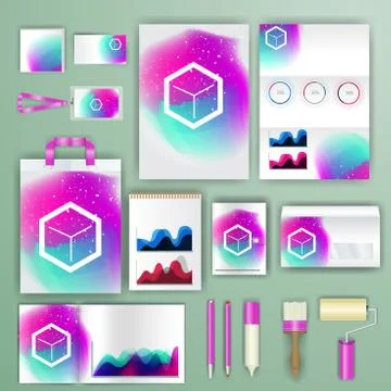 Corporate identity template with color elements. Vector company business styl 스톡 일러스트