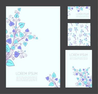 Corporate identity template with neon elements. Stockillustratie