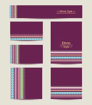 Corporate Identity vector templates set  with ethnic design Stock Illustration