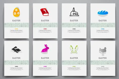 Corporate identity vector templates set with doodles easter theme イラスト素材
