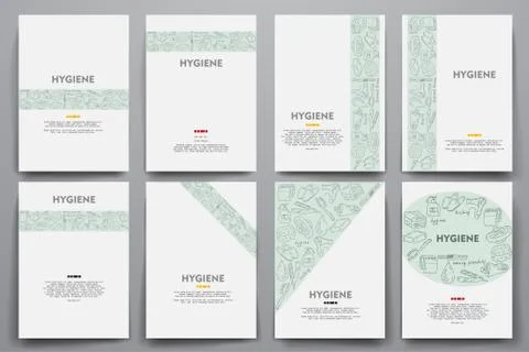 Corporate identity vector templates set with doodles hygiene theme Stockillustratie