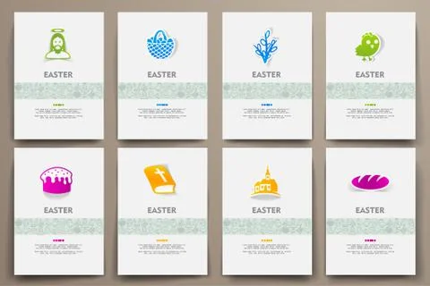 Corporate identity vector templates set with doodles easter theme Stock Illustration