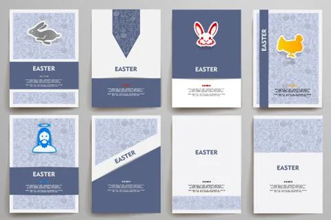 Corporate identity vector templates set with doodles easter theme Stock Illustration