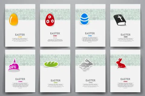 Corporate identity vector templates set with doodles easter theme 스톡 일러스트