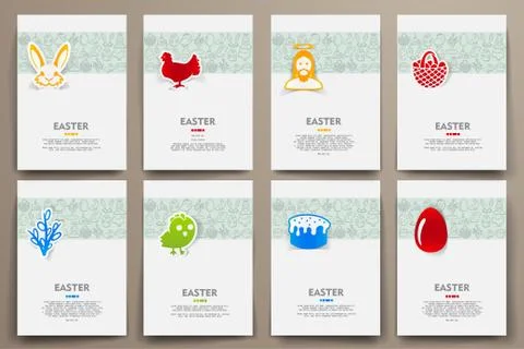 Corporate identity vector templates set with doodles easter theme 스톡 일러스트