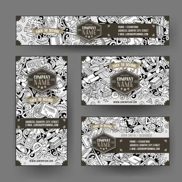 Corporate Identity vector templates set design with doodles School theme Stock Illustration