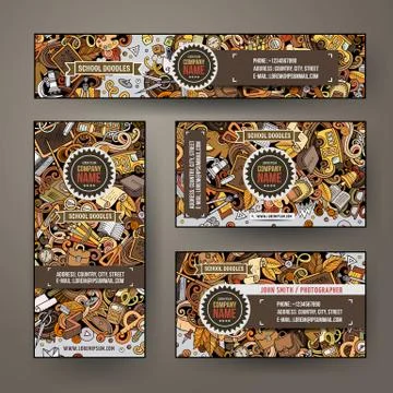 Corporate Identity vector templates set design with doodles School theme Stock Illustration