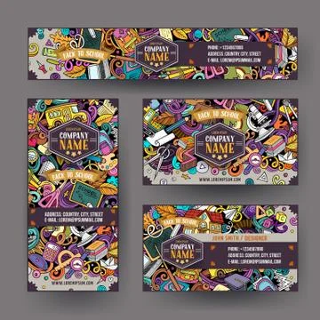 Corporate Identity vector templates set design with doodles School theme Stock-Illustration