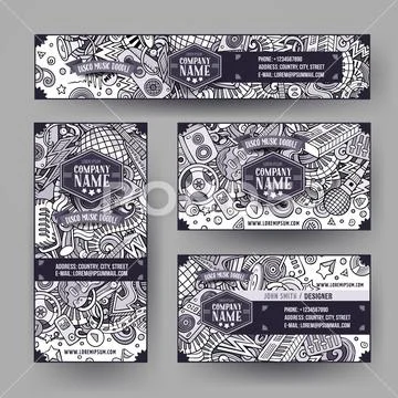 Corporate Identity vector templates set design with doodles hand Stock Illustration