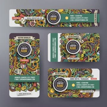 Corporate Identity vector templates set with doodles Idea theme Illustrazione stock
