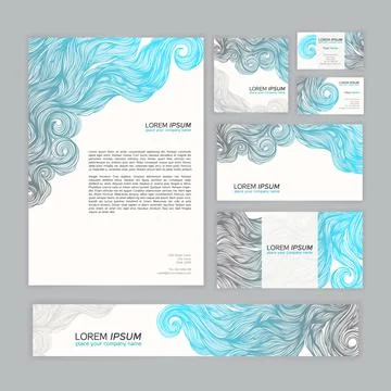 Corporate Identity with wave pattern Stock Illustration