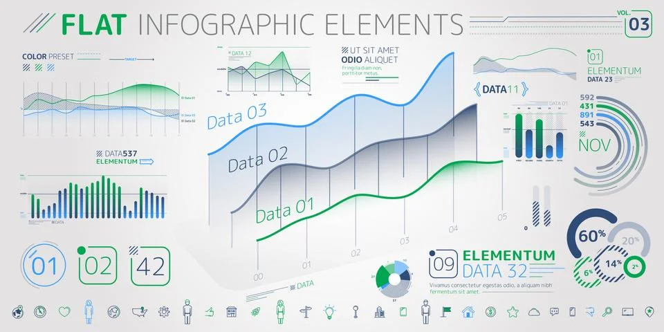 Corporate Infographic Elements Collection 스톡 일러스트