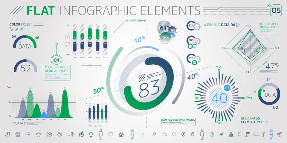 Corporate Infographic Elements Collection Illustrazione stock