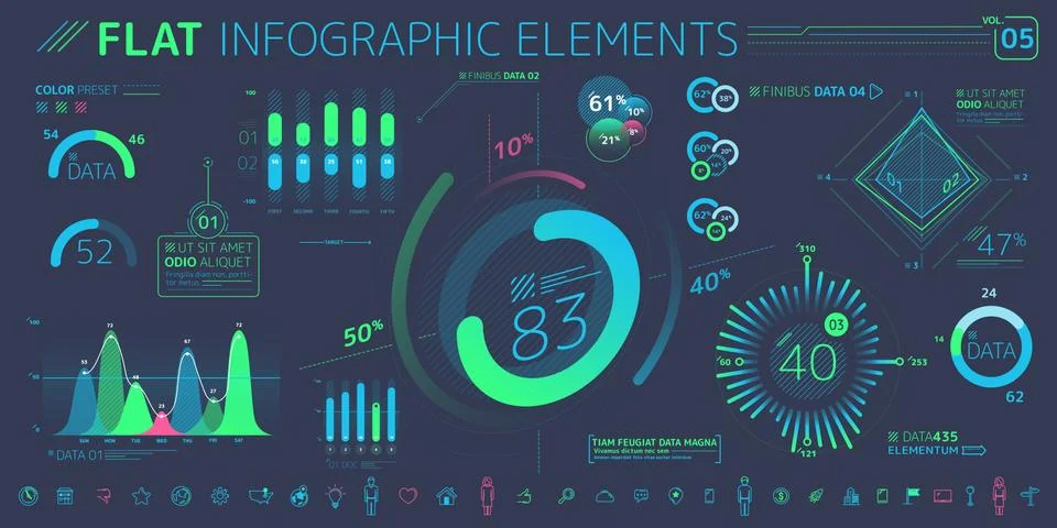 Corporate Infographic Elements Collection Illustrazione stock