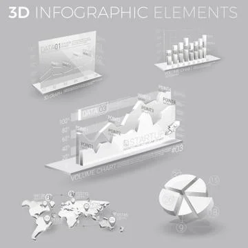 Corporate Infographic Elements In Gray And White Stock Illustration