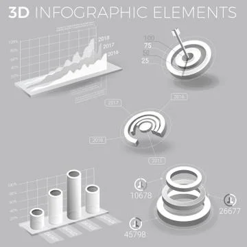 Corporate Infographic Elements In Gray And White イラスト素材