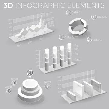 Corporate Infographic Elements In Gray And White Stock Illustration