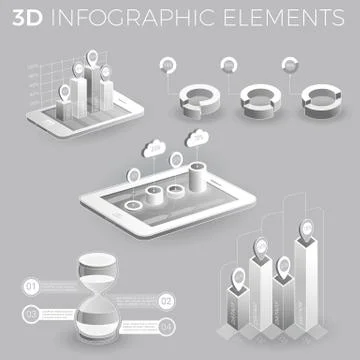 Corporate Infographic Elements In Gray And White Stock Illustration