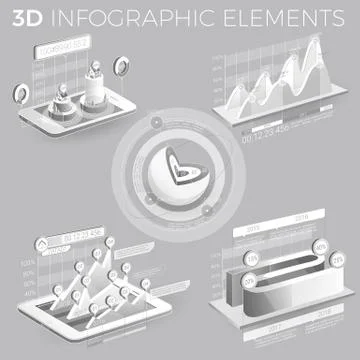 Corporate Infographic Elements In Gray And White Stock Illustration