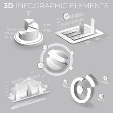 Corporate Infographic Elements In Gray And White Stock Illustration