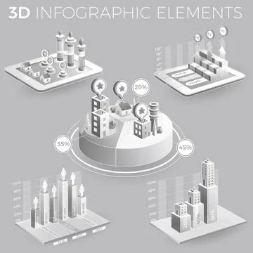 Corporate Infographic Elements In Gray And White イラスト素材