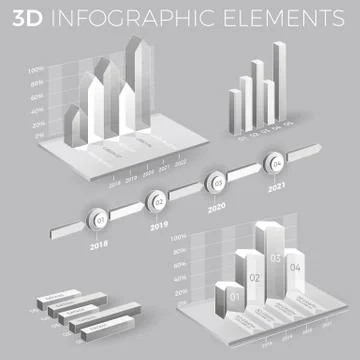 Corporate Infographic Elements In Gray And White Stock Illustration