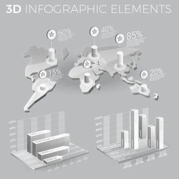 Corporate Infographic Elements In Gray And White イラスト素材