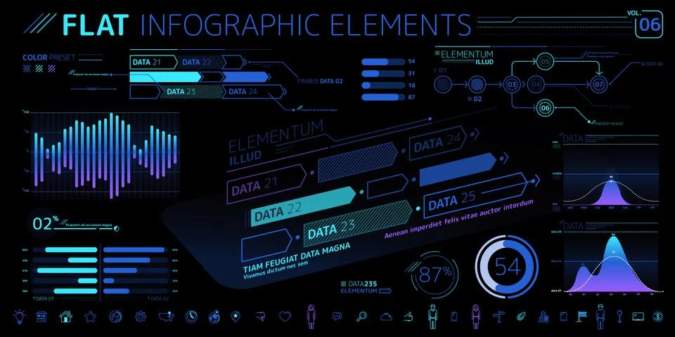 Corporate Infographic Vector Elements Collection Stock Illustration
