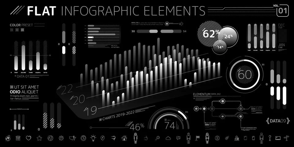 Corporate Infographic Vector Elements Collection Stock Illustration