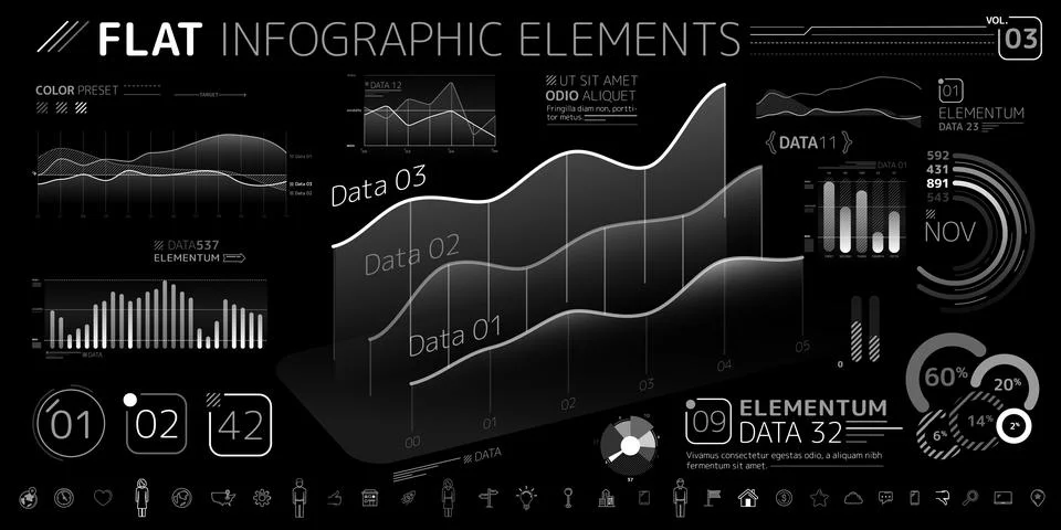 Corporate Infographic Vector Elements Collection Stock Illustration