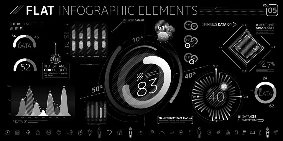 Corporate Infographic Vector Elements Collection Stock Illustration