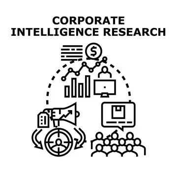 Corporate intelligence research analysis gathering information Illustration