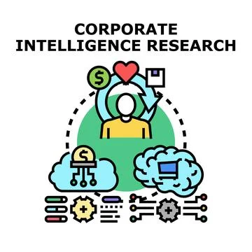 Corporate intelligence research developing business strategy Illustrazione stock
