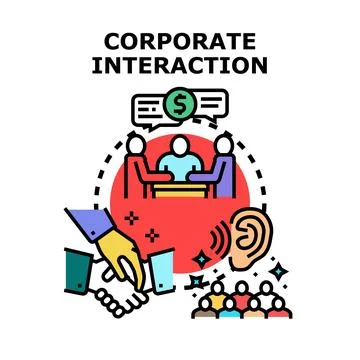 Corporate interaction planning, teamwork, and communication concept Stock Illustration