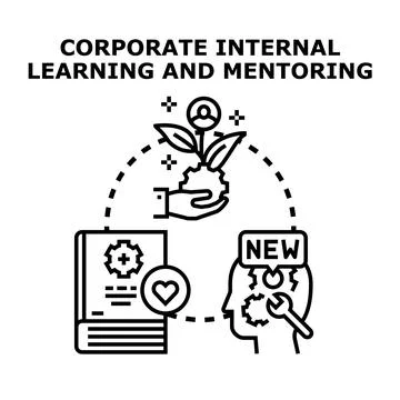 Corporate internal learning and mentoring process developing skills Stock Illustration