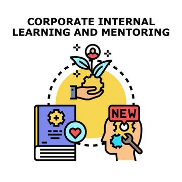 Corporate internal learning and mentoring process developing skills イラスト素材