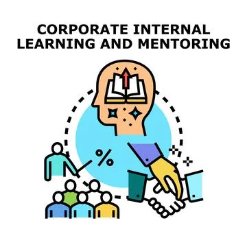 Corporate internal learning mentoring for professional development and growth Stock Illustration