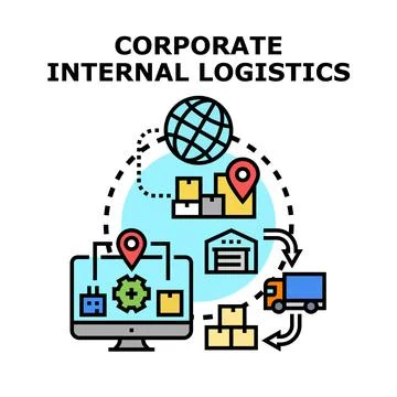 Corporate internal logistics management and supply chain process Illustrazione stock