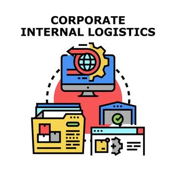 Corporate internal logistics system managing supply chain processes Stock Illustration