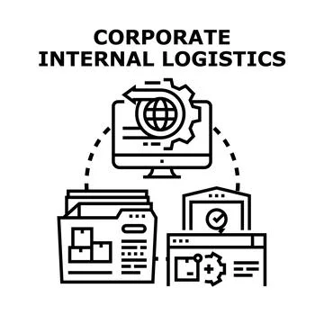 Corporate internal logistics system managing supply chain processes Stockillustratie
