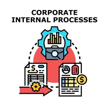 Corporate internal processes management workflow diagram Stockillustratie