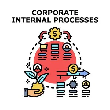 Corporate internal processes managing business workflow development イラスト素材