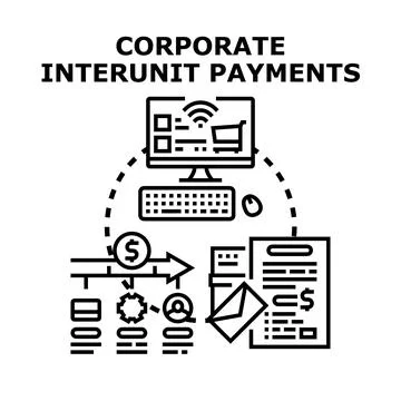 Corporate interunit payments processing financial transactions Stock Illustration