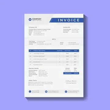 Corporate invoice template vector design Stock Illustration